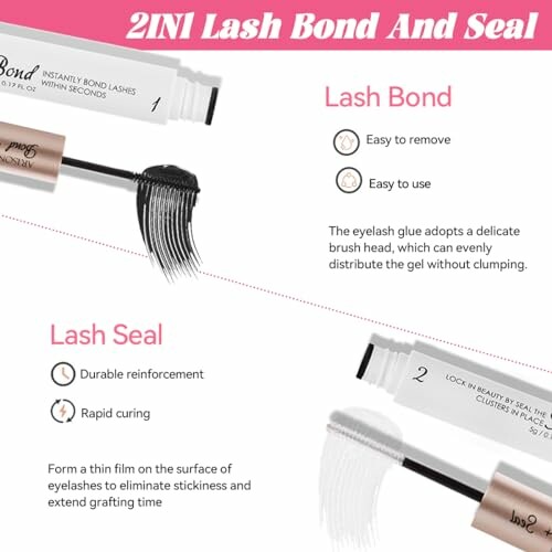 2-in-1 lash bond and seal with applicators and features.