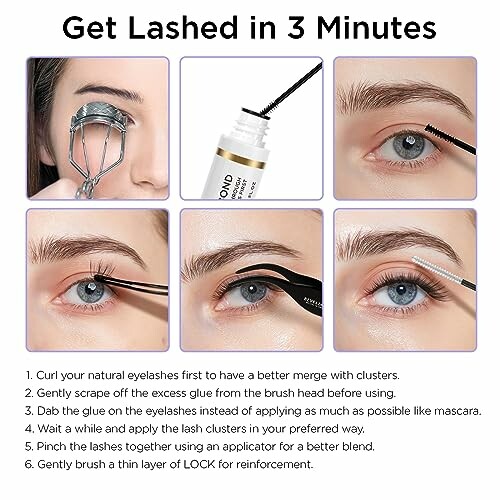 Step-by-step guide for applying false eyelashes in 3 minutes.