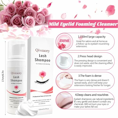 Eyelid foaming cleanser with lash shampoo and roses.