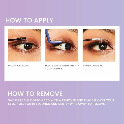 Steps to apply and remove lash extensions.